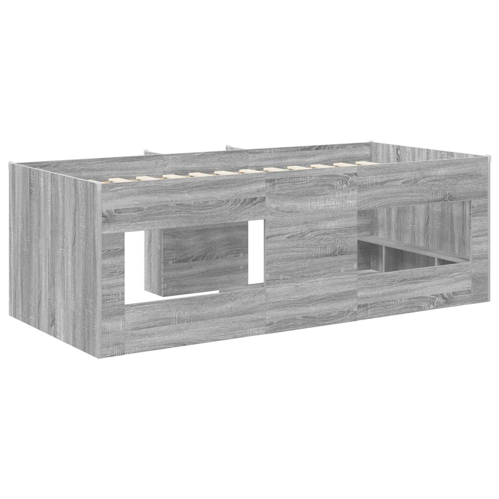 vidaXL Hochbett für Kinder 2 pcs Grau Sonoma 90 x 200 cm Holzwerkstoff