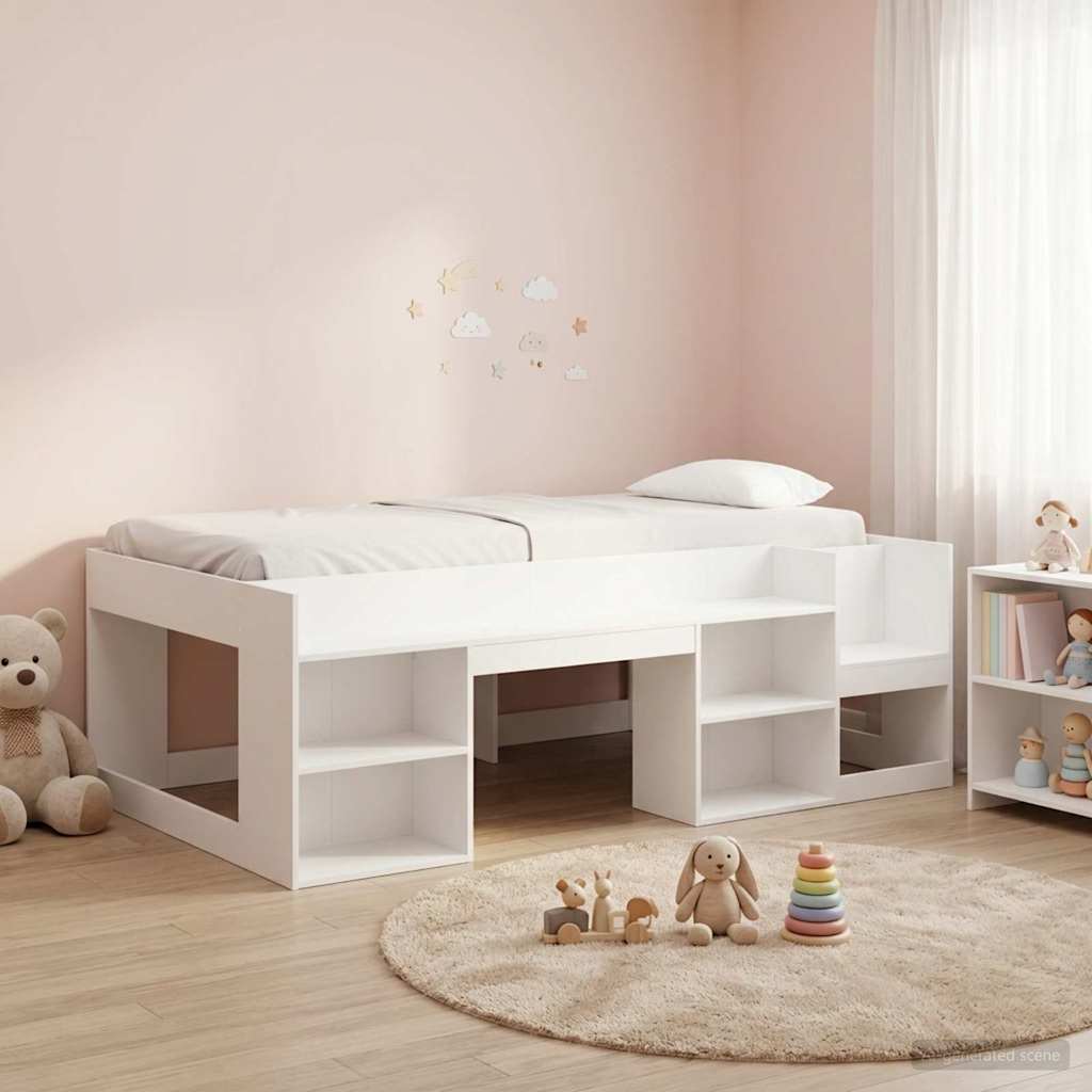 vidaXL Kinderbettgestell mit Stauraum Weiß 80 x 200 cm Holzwerkstoff