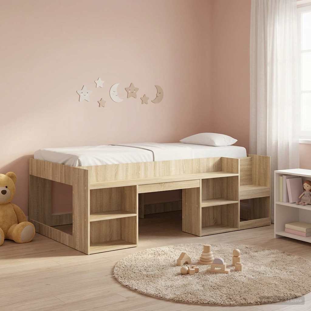 vidaXL Kinderbettgestell mit Stauraum Sonoma-Eiche 80 x 200 cm
