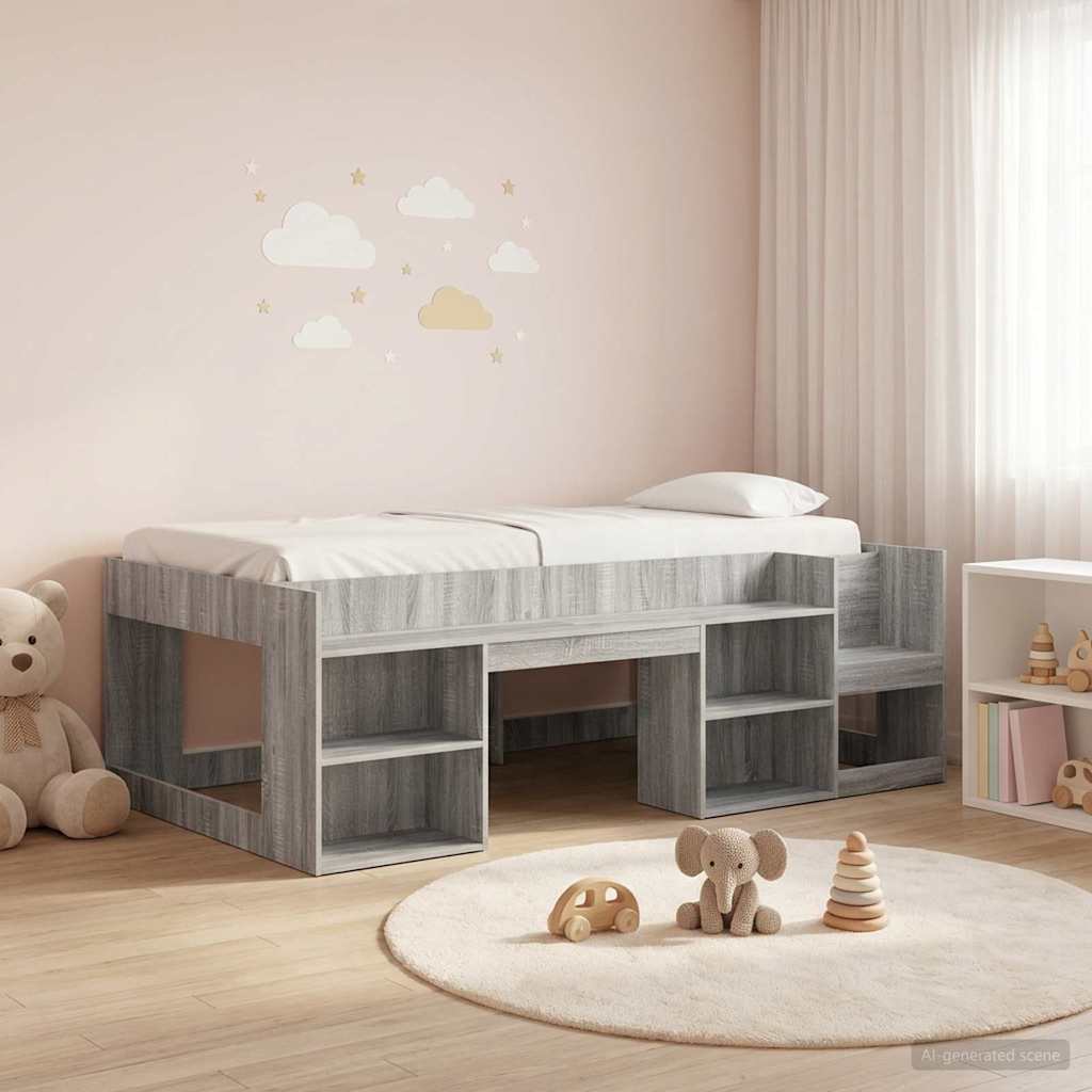 vidaXL Kinderbettgestell mit Stauraum Grau Sonoma 80 x 200 cm