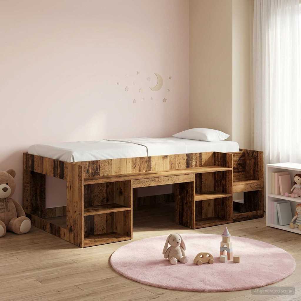 vidaXL Kinderbettgestell mit Stauraum Altholz 80 x 200 cm