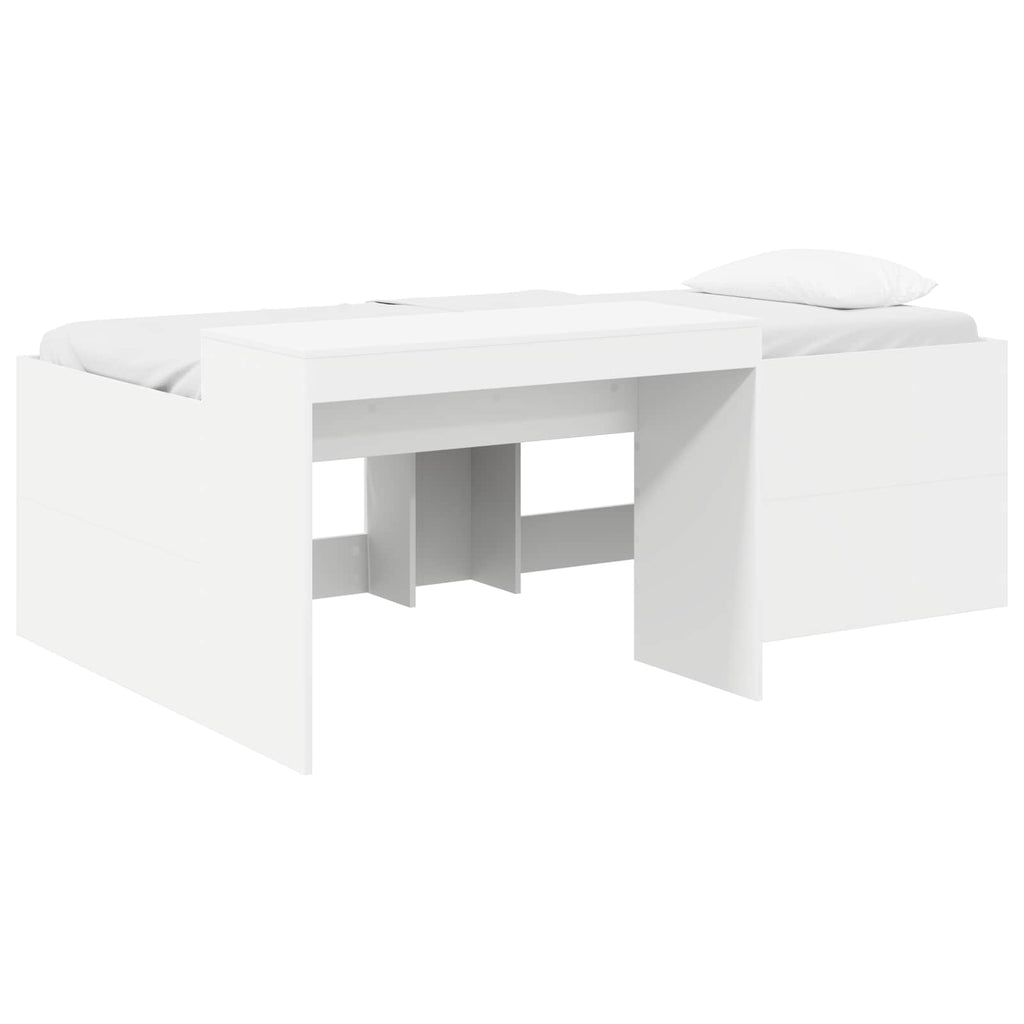 vidaXL Hochbett mit Schreibtisch für Kinder Weiß 80 x 200 cm