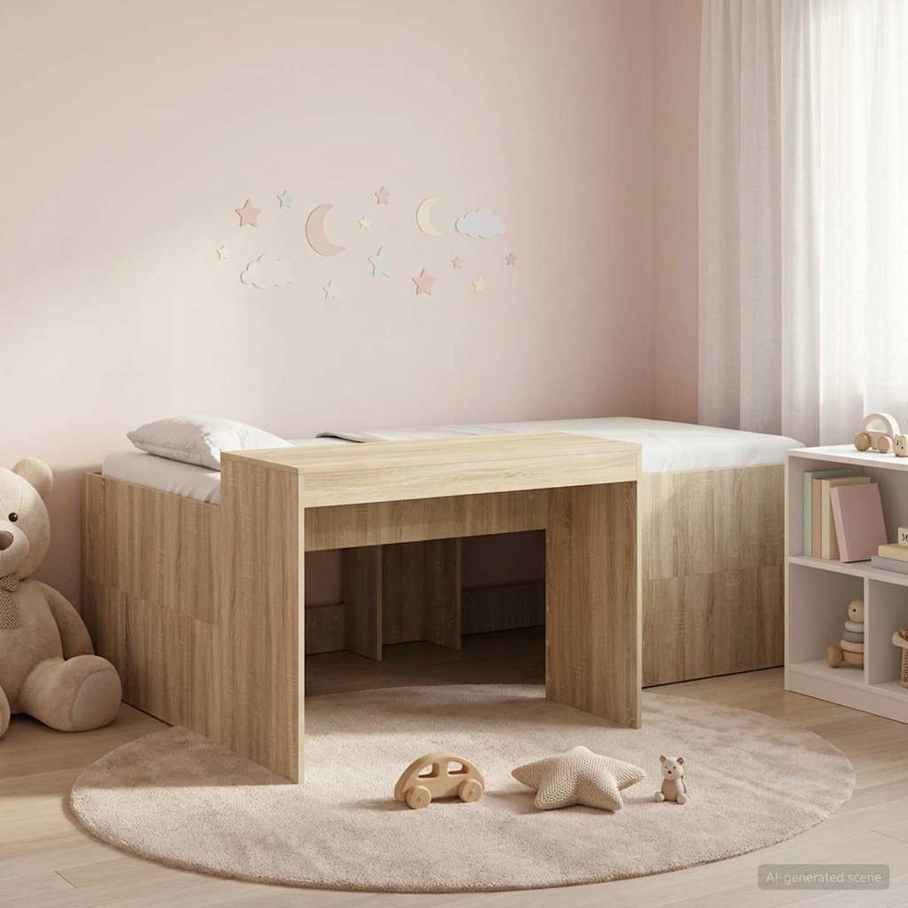 vidaXL Hochbett mit Schreibtisch für Kinder Sonoma-Eiche 80 x 200 cm