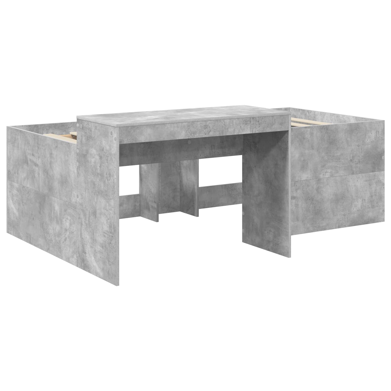 vidaXL Hochbett mit Schreibtisch für Kinder Betongrau 80 x 200 cm