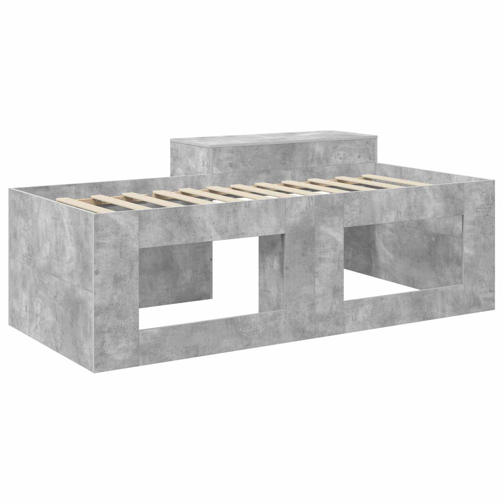 vidaXL Hochbett mit Schreibtisch für Kinder Betongrau 80 x 200 cm