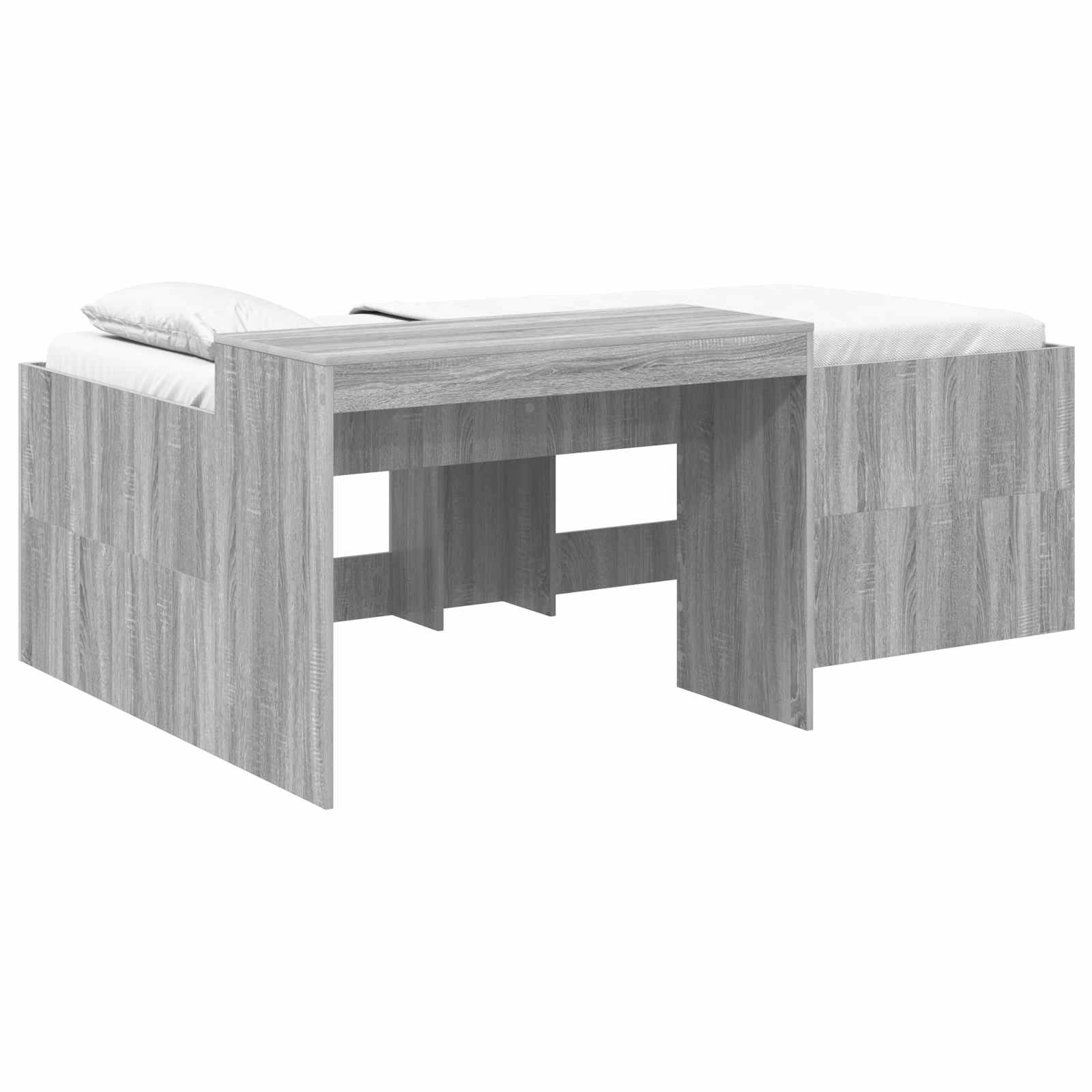 vidaXL Hochbett mit Schreibtisch für Kinder Grau Sonoma 80 x 200 cm