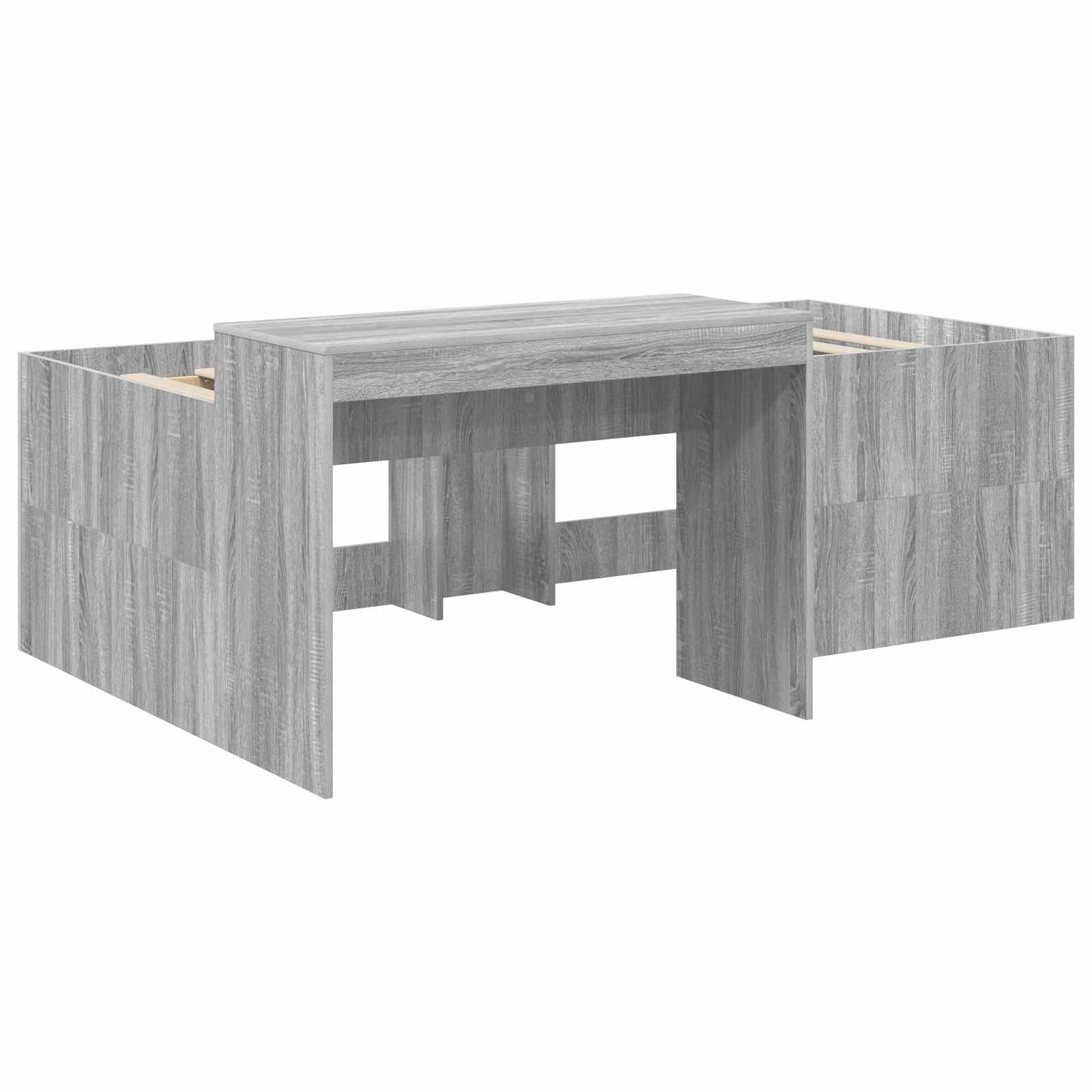 vidaXL Hochbett mit Schreibtisch für Kinder Grau Sonoma 80 x 200 cm