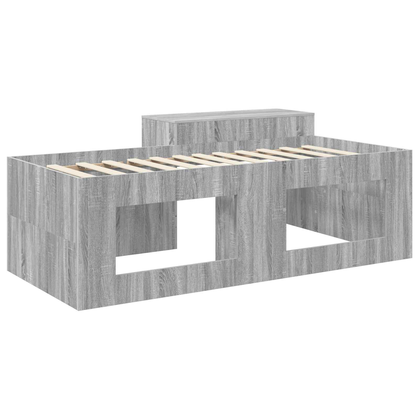 vidaXL Hochbett mit Schreibtisch für Kinder Grau Sonoma 80 x 200 cm