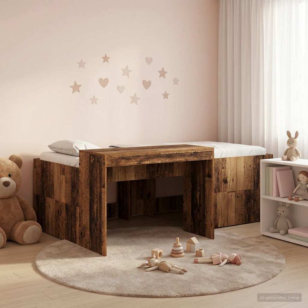vidaXL Hochbett mit Schreibtisch für Kinder Altholz 80 x 200 cm