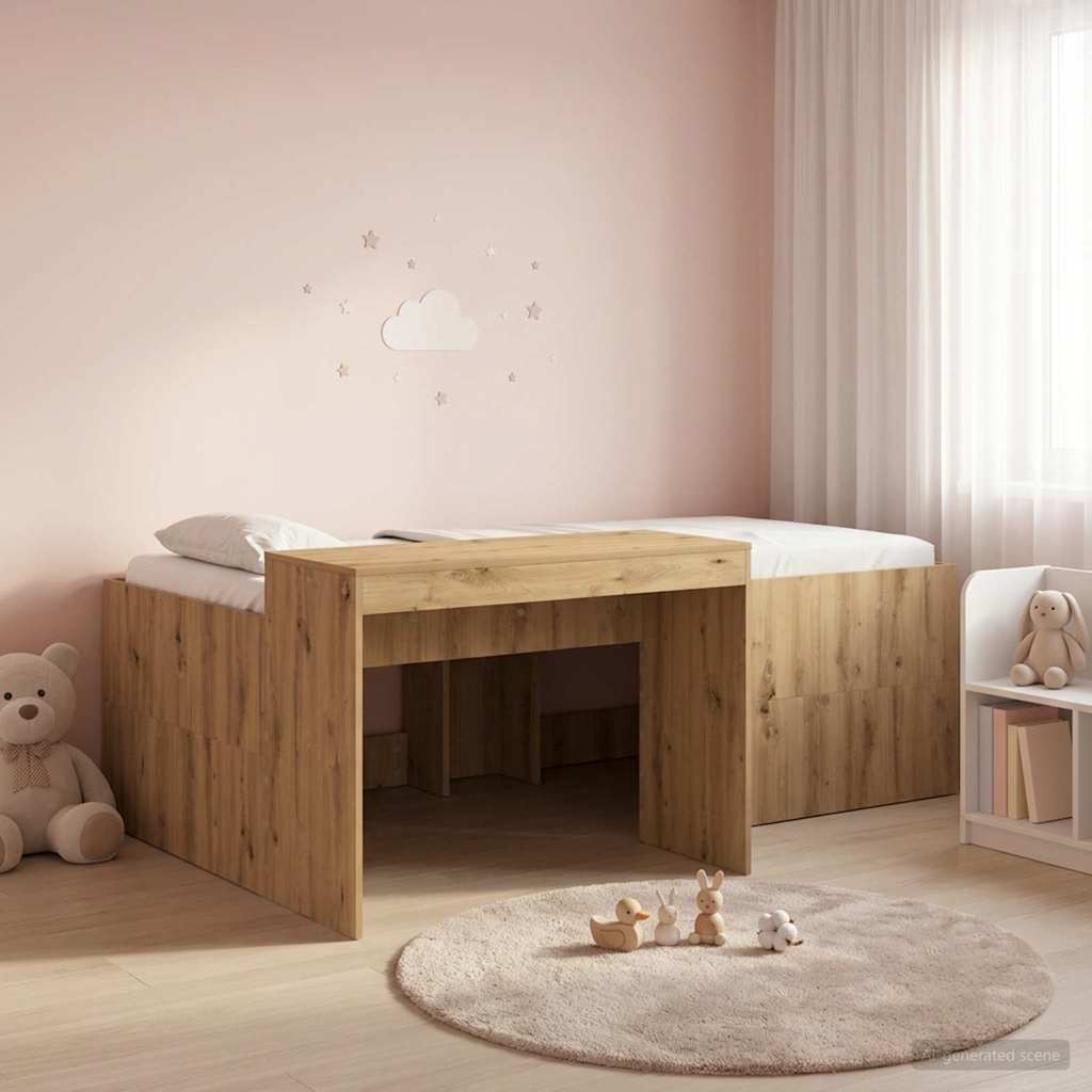vidaXL Hochbett mit Schreibtisch für Kinder Artisan-Eiche 80 x 200 cm