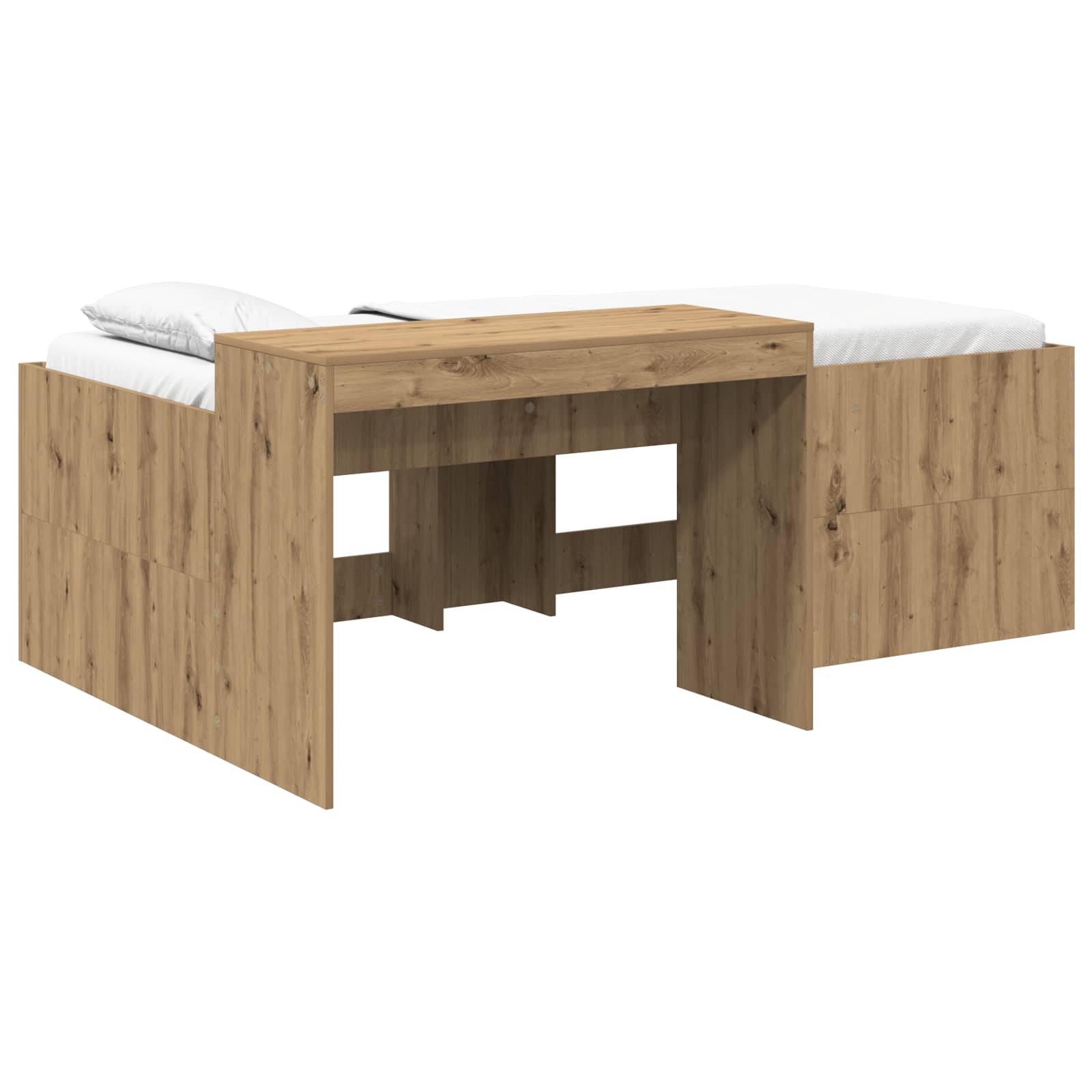 vidaXL Hochbett mit Schreibtisch für Kinder Artisan-Eiche 80 x 200 cm
