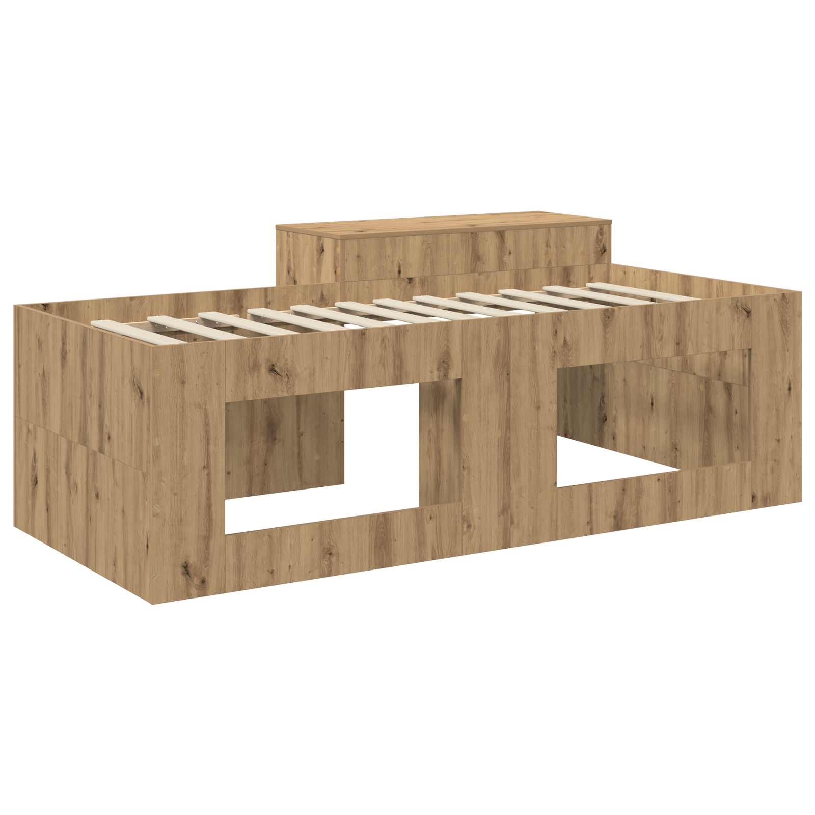 vidaXL Hochbett mit Schreibtisch für Kinder Artisan-Eiche 80 x 200 cm