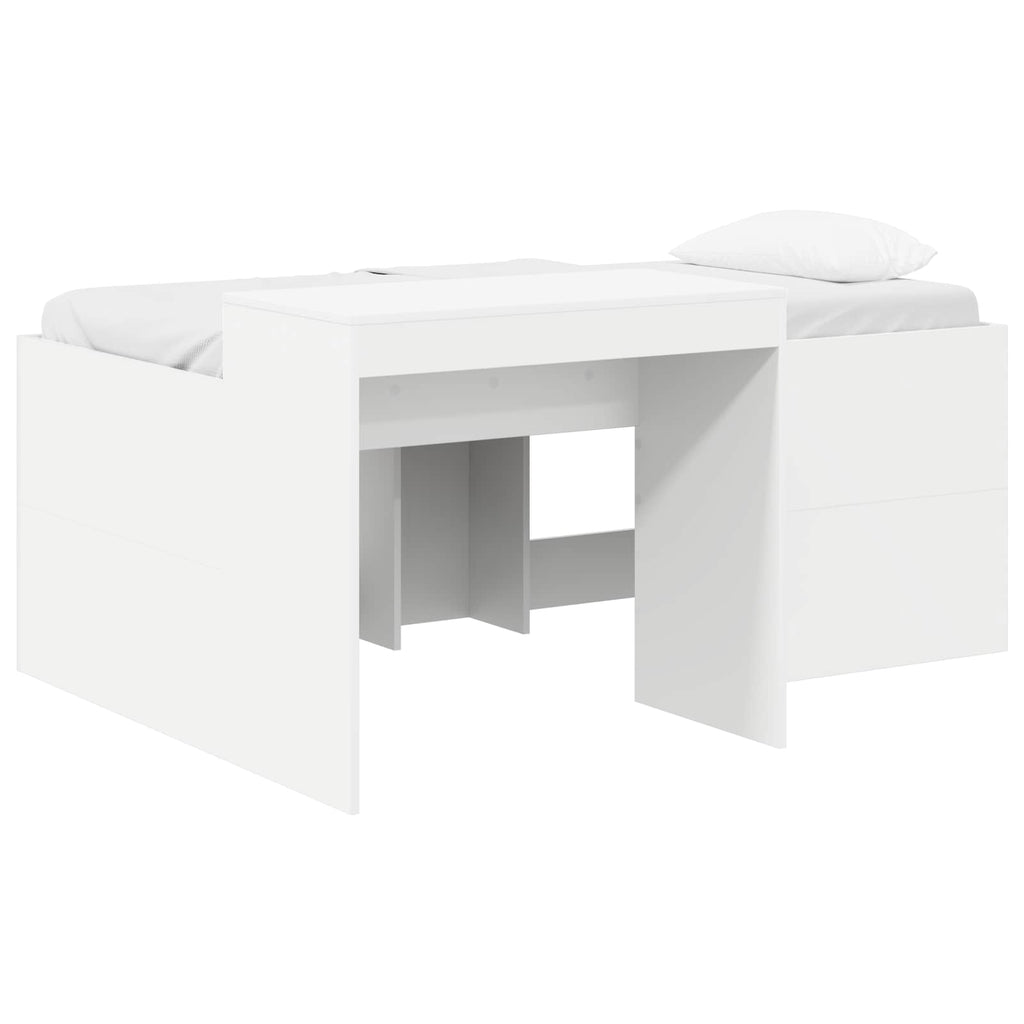 vidaXL Hochbett mit Schreibtisch für Kinder Weiß Holzwerkstoff