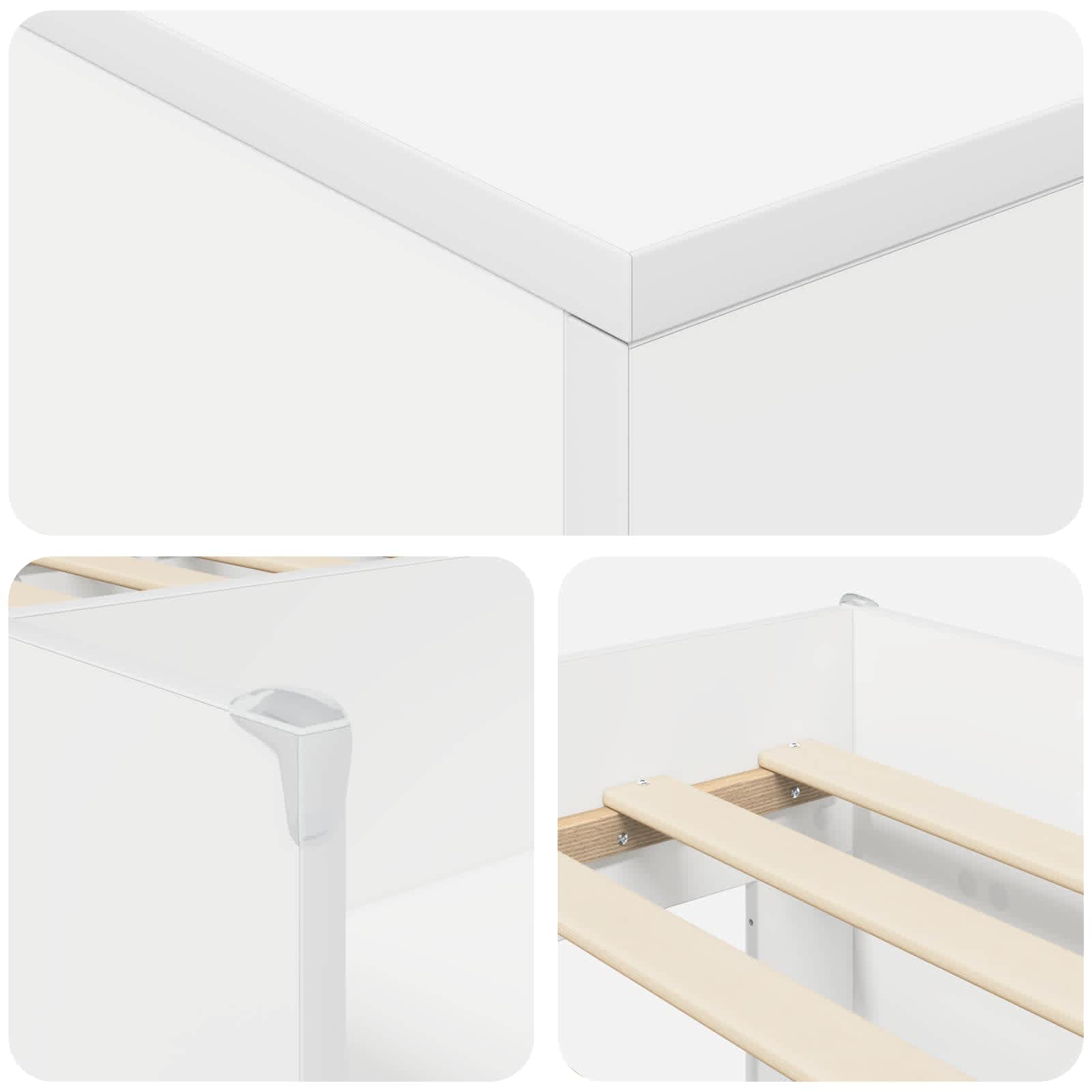 vidaXL Loft Bettgestell mit Schrank mit Tür 3 pcs Weiß Holzwerkstoff