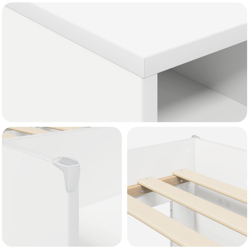 vidaXL Loft Bettgestell mit Schrank mit Regal 3 pcs Weiß Holzwerkstoff