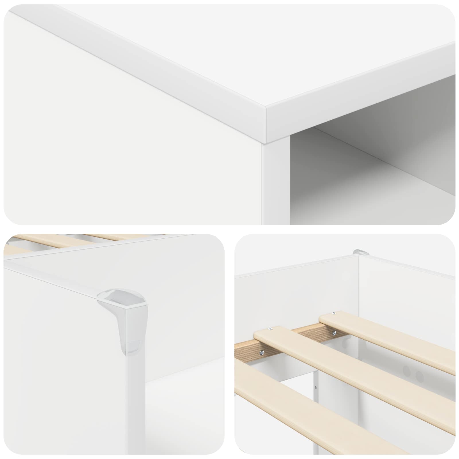 vidaXL Loft Bettgestell mit Schrank mit Regal 3 pcs Weiß Holzwerkstoff