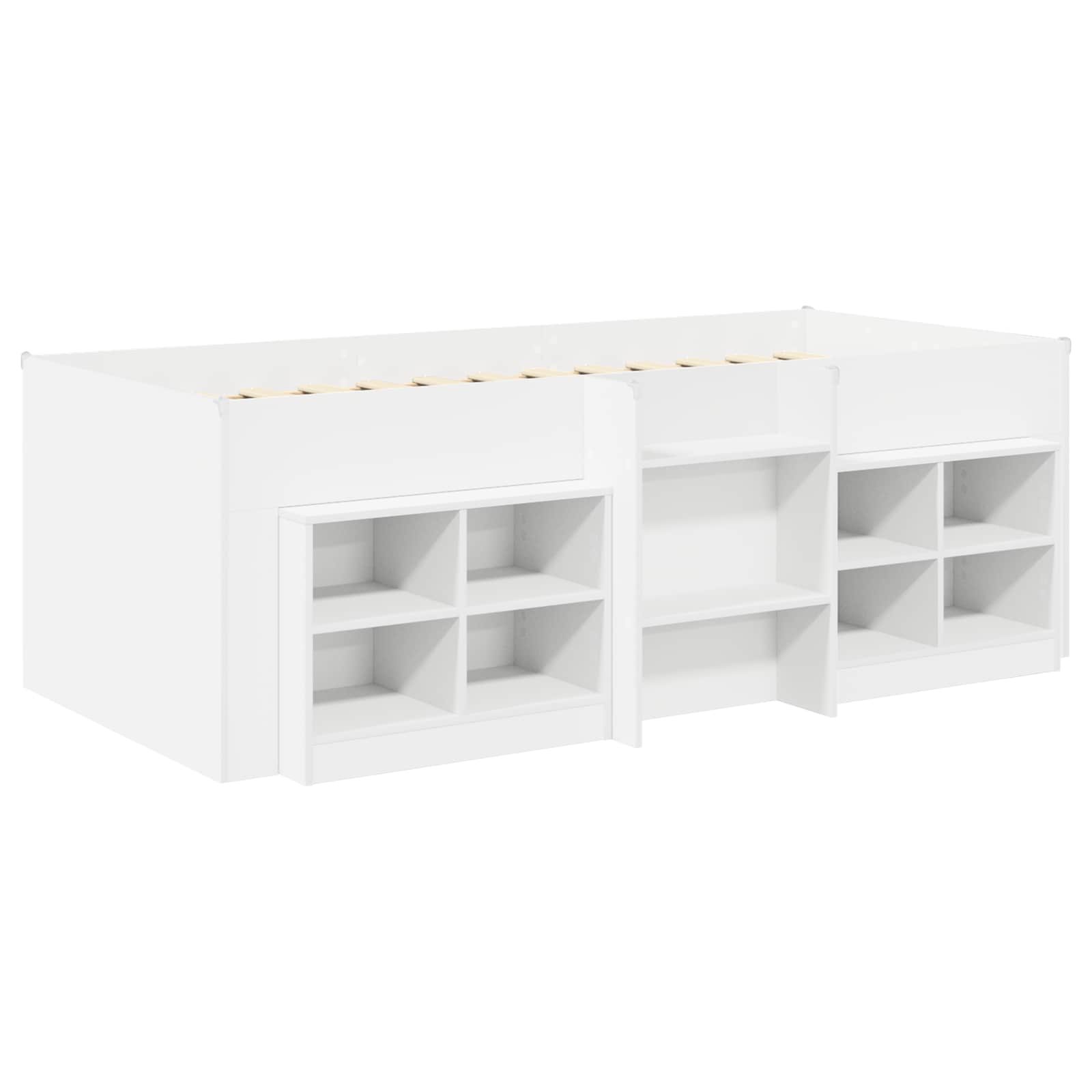 vidaXL Loft Bettgestell mit Schrank mit Regal 3 pcs Weiß Holzwerkstoff