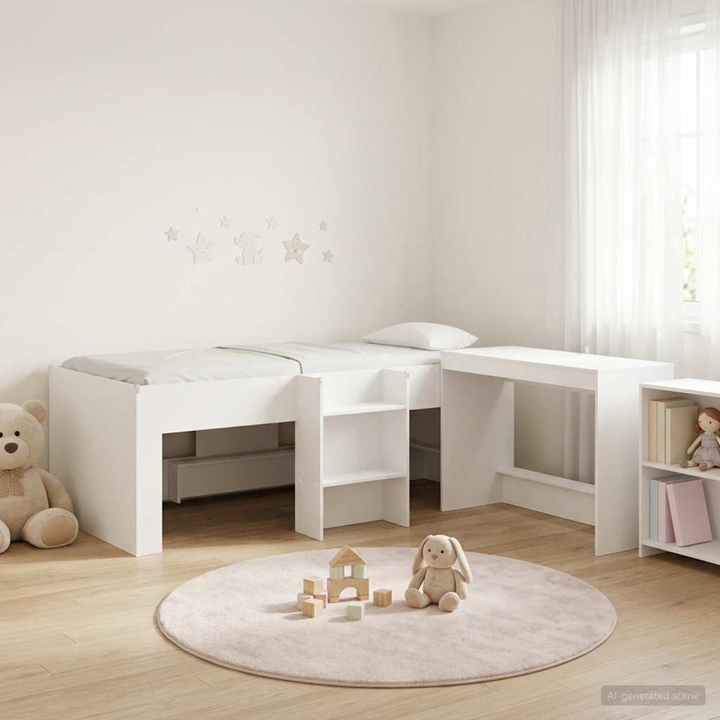 vidaXL Bettgestell mit Schreibtisch Weiß 90 x 200 cm Holzwerkstoff