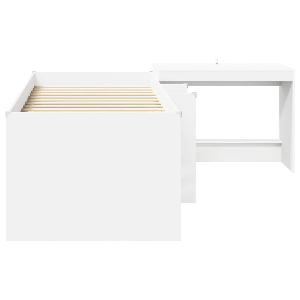 vidaXL Bettgestell mit Schreibtisch Weiß 90 x 200 cm Holzwerkstoff