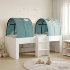 vidaXL Hochbett für Kinder mit Tunnel Weiß und Hellblau Holzwerkstoff