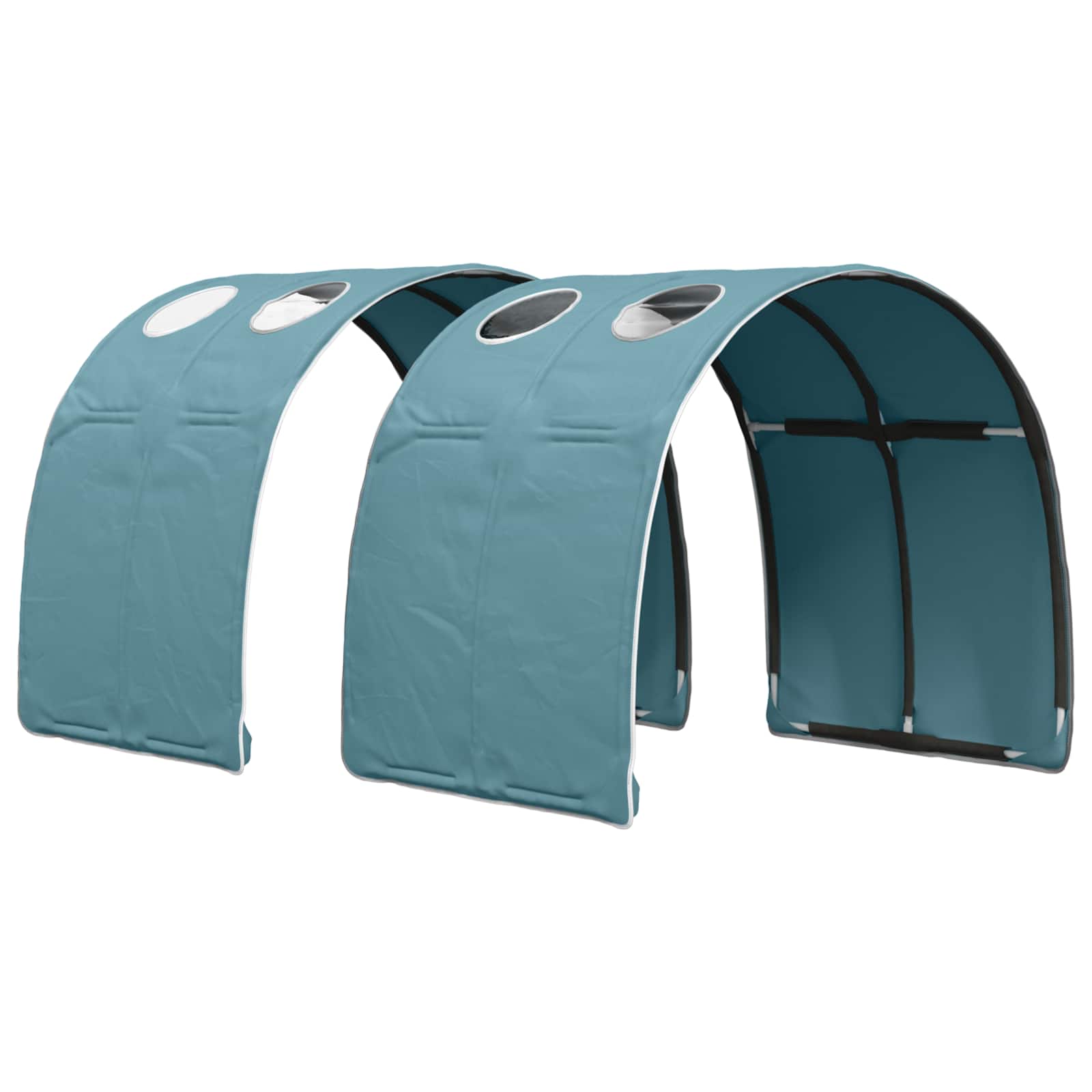 vidaXL Hochbett für Kinder mit Tunnel Weiß und Hellblau Holzwerkstoff