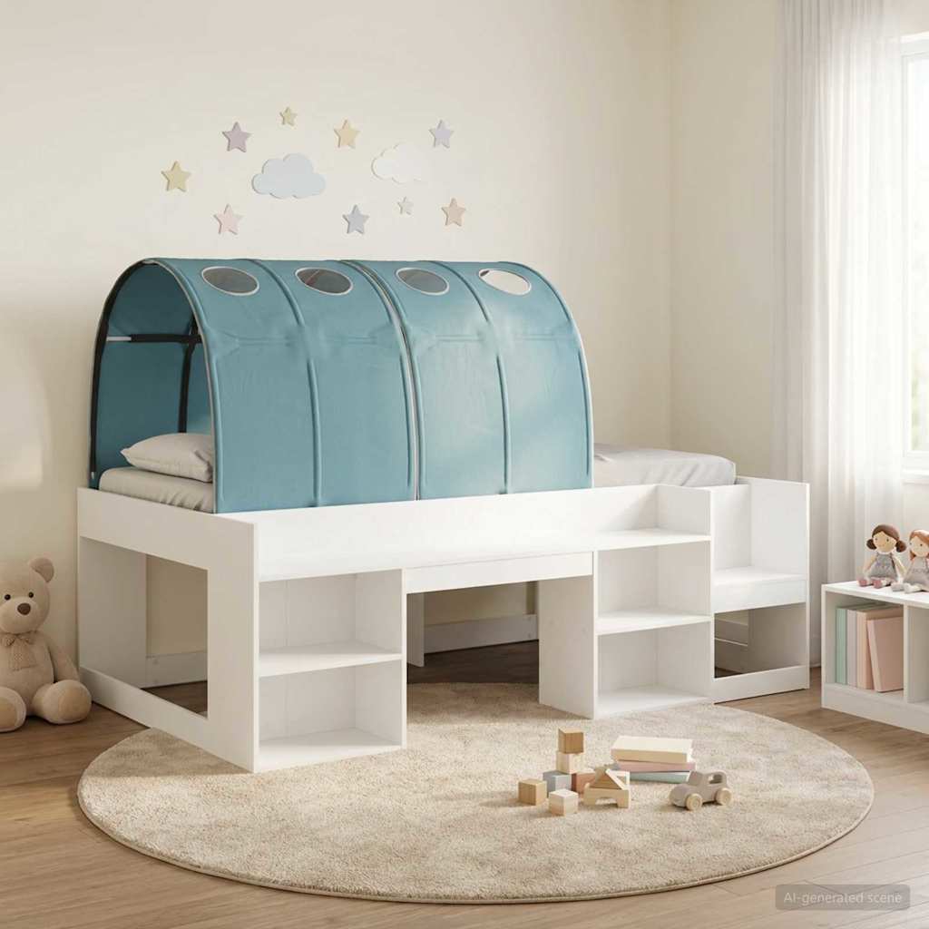 vidaXL Hochbett für Kinder mit Stauraum Weiß und Hellblau