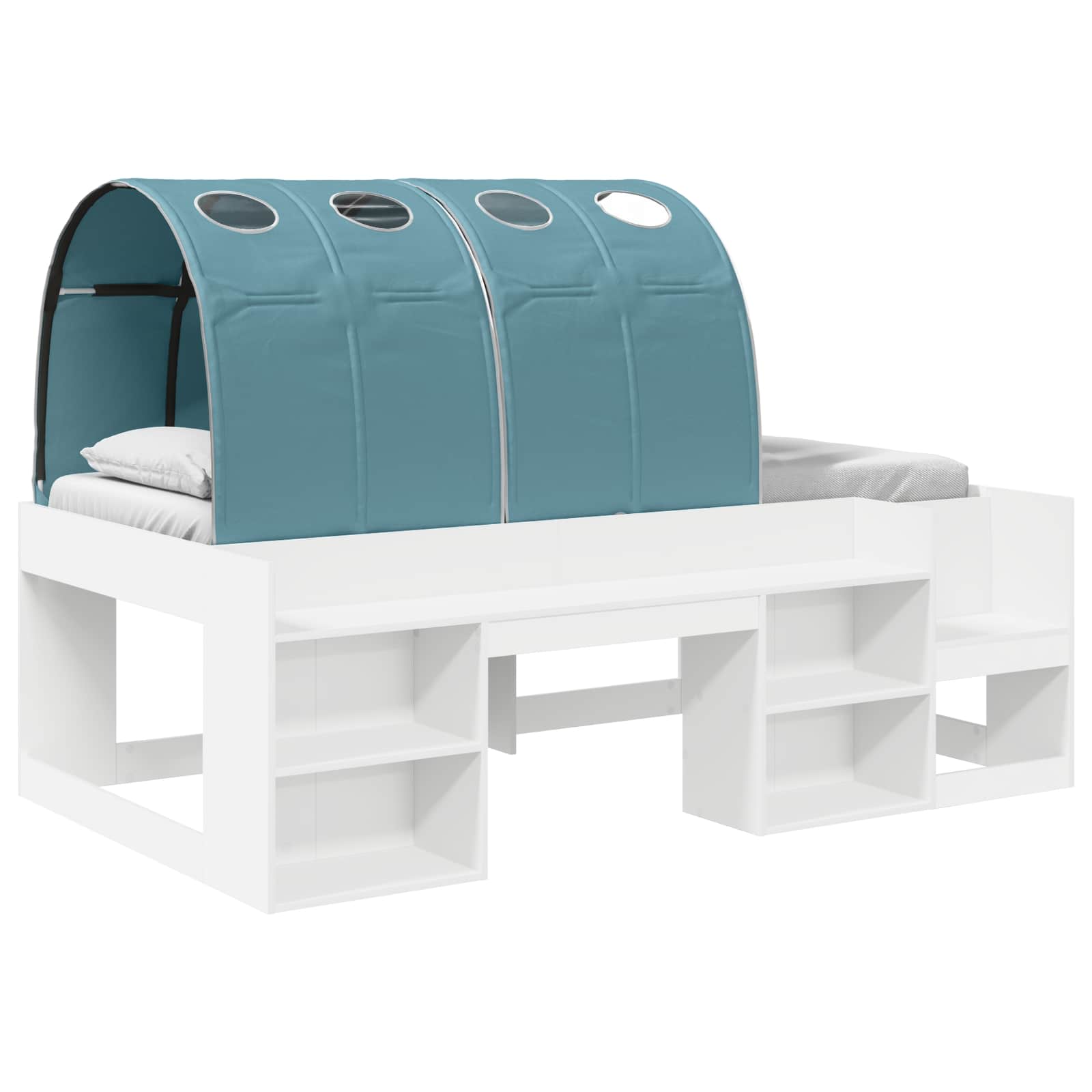 vidaXL Hochbett für Kinder mit Stauraum Weiß und Hellblau