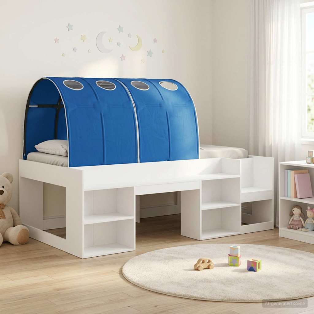 vidaXL Hochbett für Kinder mit Stauraum Weiß und Blau Holzwerkstoff