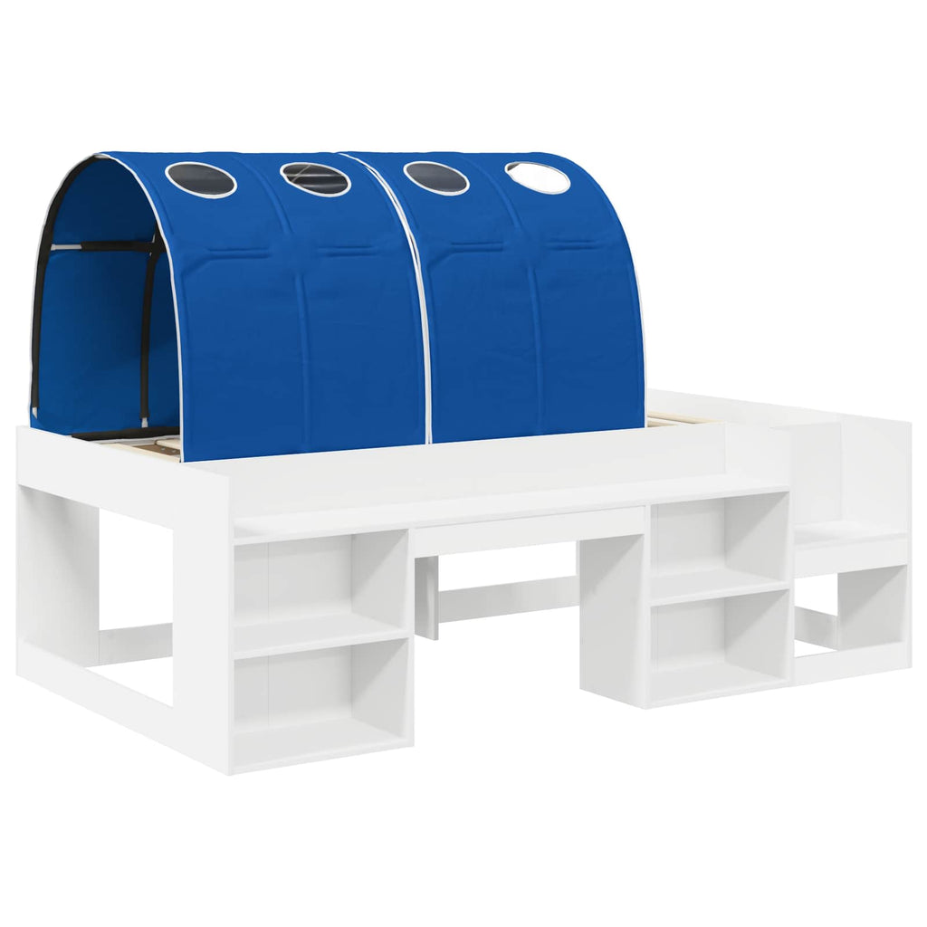 vidaXL Hochbett für Kinder mit Stauraum Weiß und Blau Holzwerkstoff