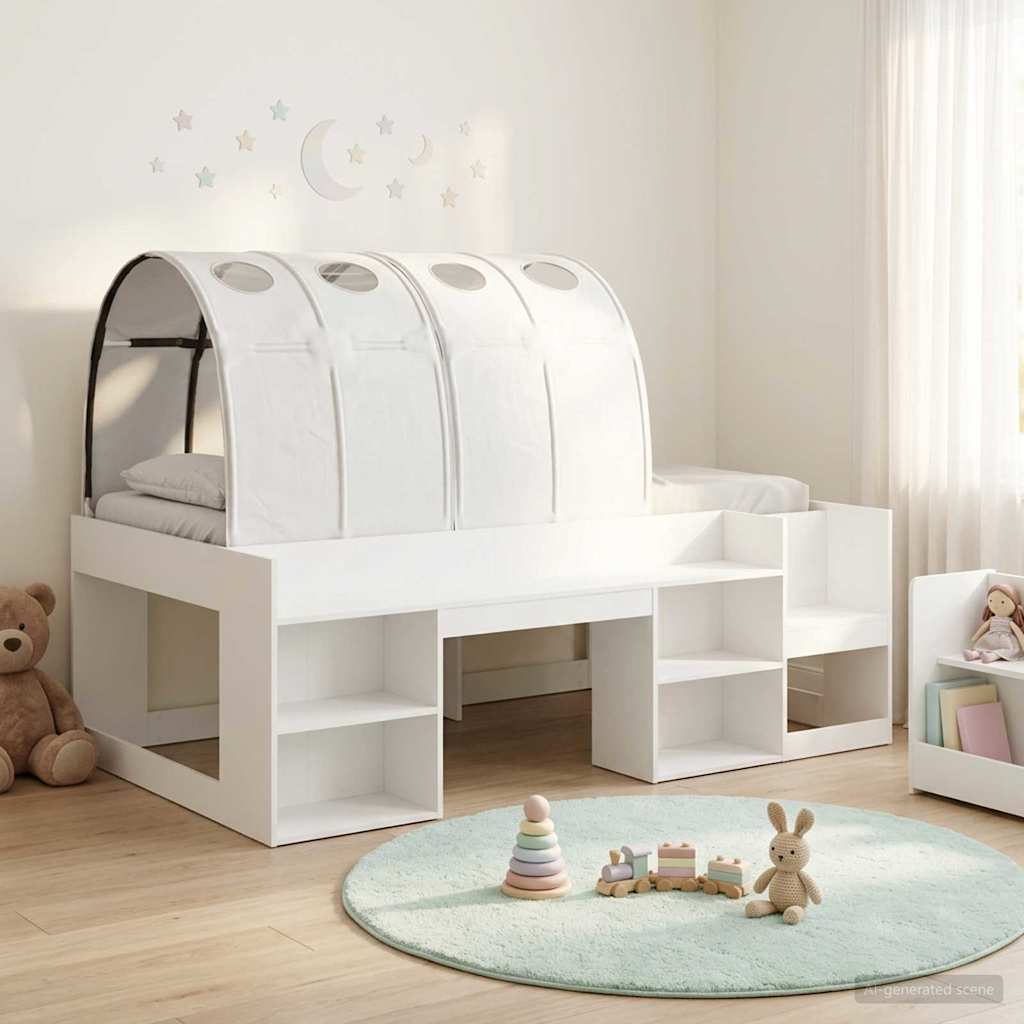 vidaXL Hochbett für Kinder mit Stauraum Weiß Holzwerkstoff