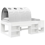 vidaXL Bettgestell mit Tunnel mit Regal 3 pcs Weiß Holzwerkstoff