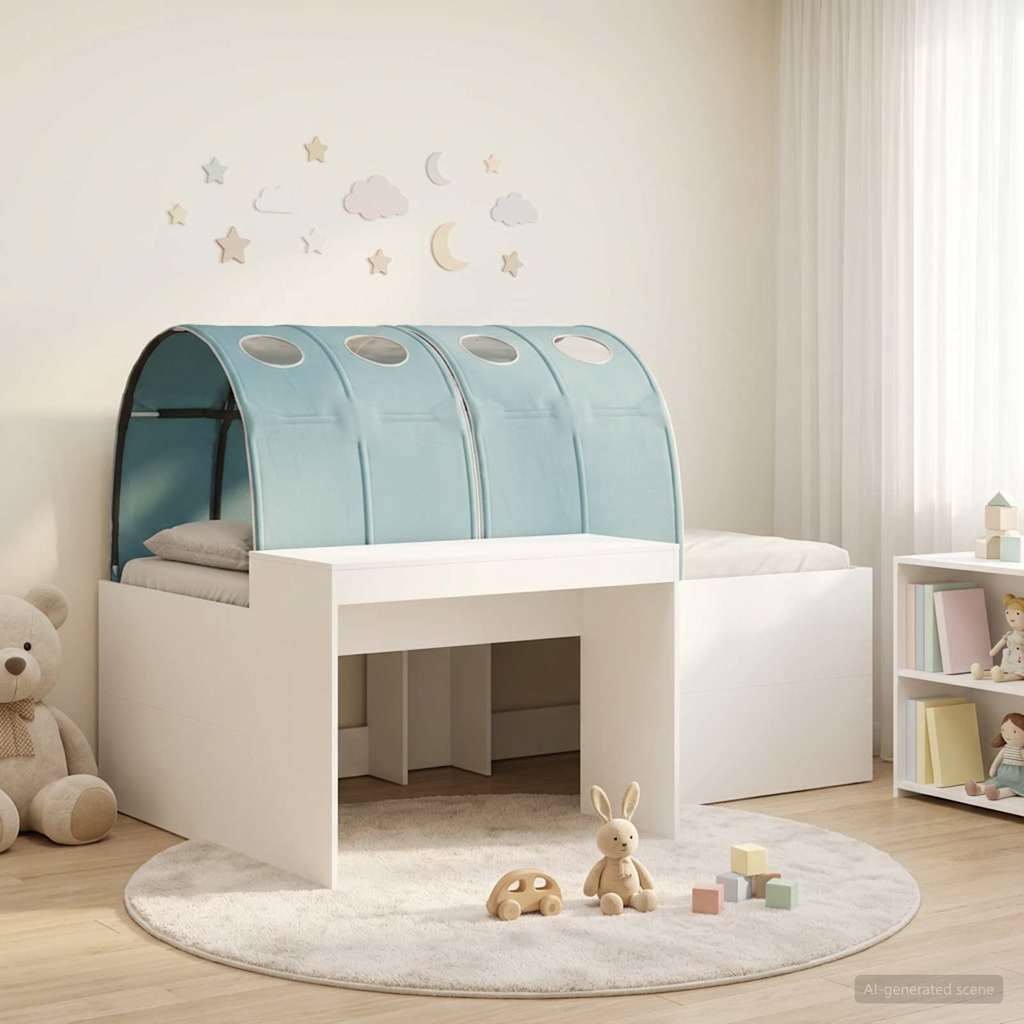 vidaXL Bettrahmen mit Tunnel 3 pcs Weiß und Hellblau Holzwerkstoff