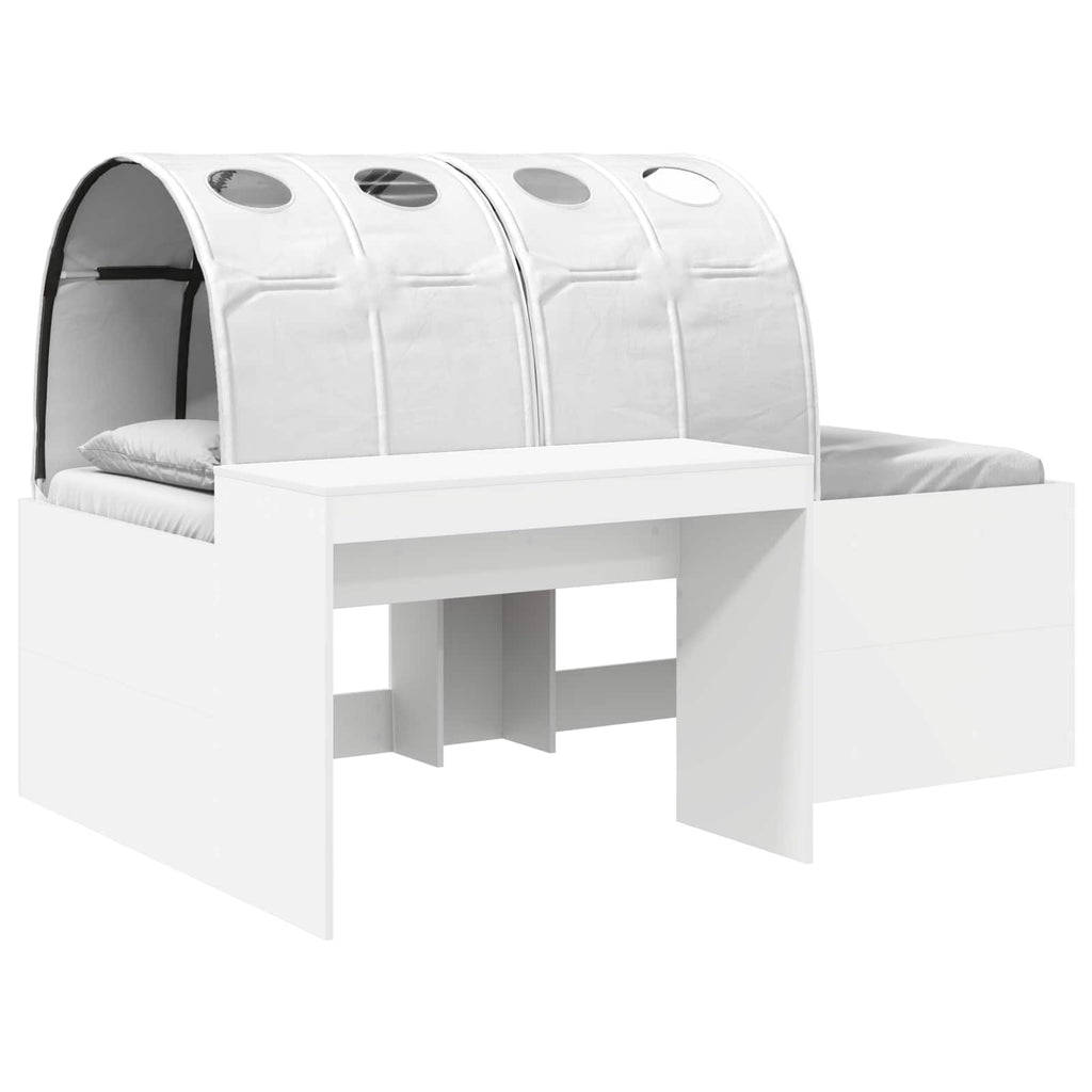 vidaXL Bettrahmen mit Tunnel mit Regal 3 pcs Weiß Holzwerkstoff