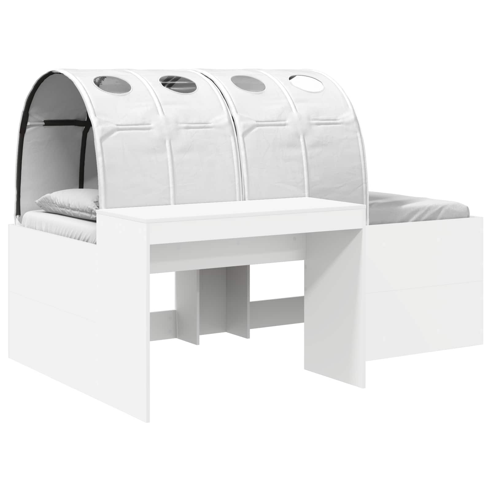 vidaXL Bettrahmen mit Tunnel mit Regal 3 pcs Weiß Holzwerkstoff