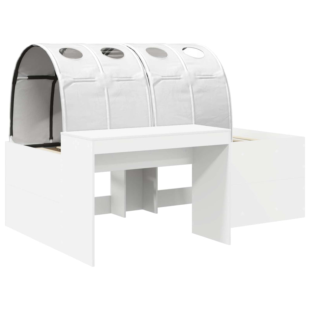 vidaXL Bettrahmen mit Tunnel mit Regal 3 pcs Weiß Holzwerkstoff