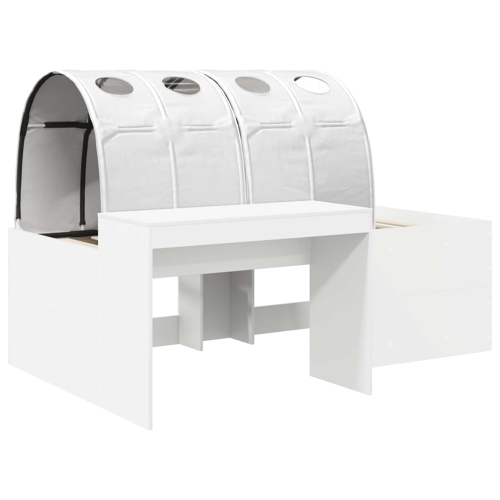 vidaXL Bettrahmen mit Tunnel mit Regal 3 pcs Weiß Holzwerkstoff
