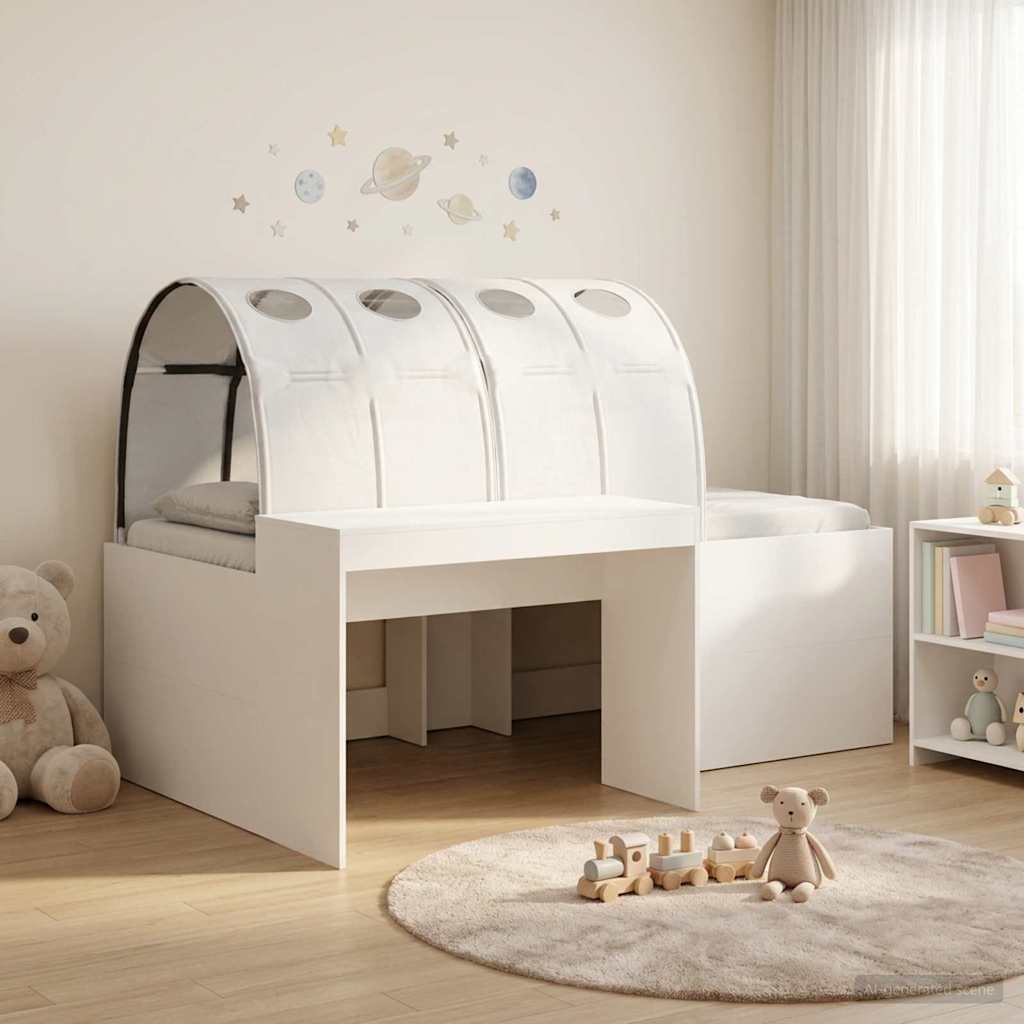 vidaXL Hochbett mit Schreibtisch für Kinder Weiß Holzwerkstoff