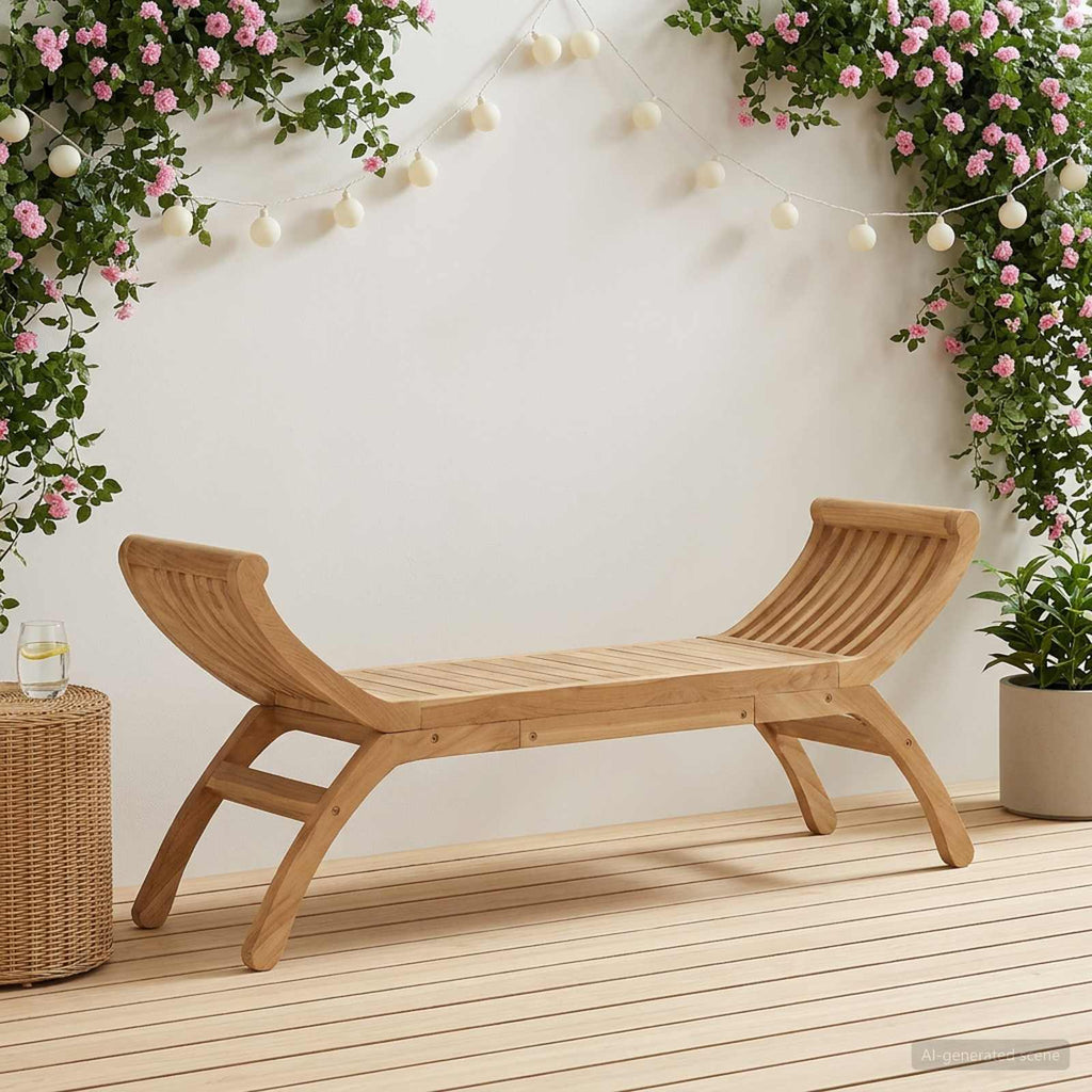 vidaXL Gartenbank 2-Sitzer 126 cm Massivholz Teak Natur
