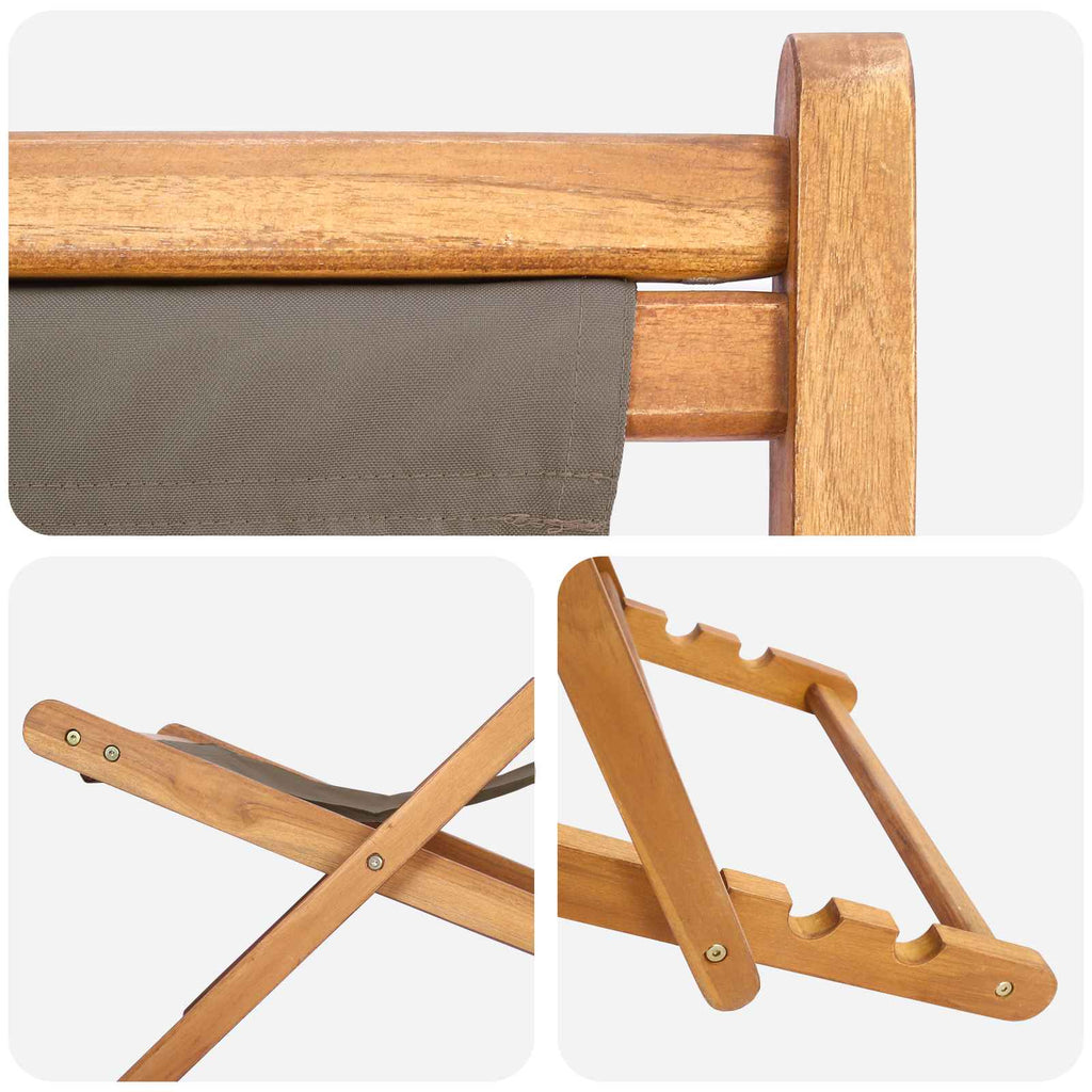 vidaXL Liegestuhl Taupe Massivholz Teak