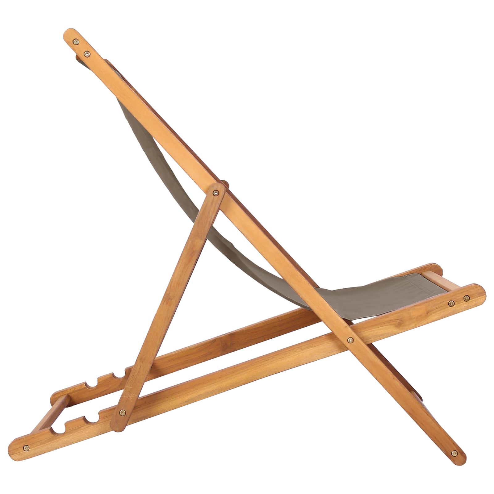 vidaXL Liegestuhl Taupe Massivholz Teak
