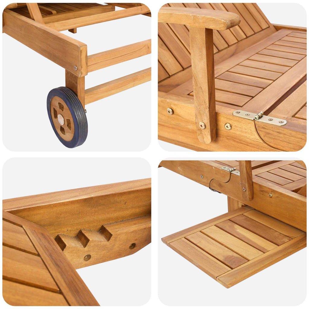 vidaXL Sonnenliege 1-Person Braun Massivholz Teak
