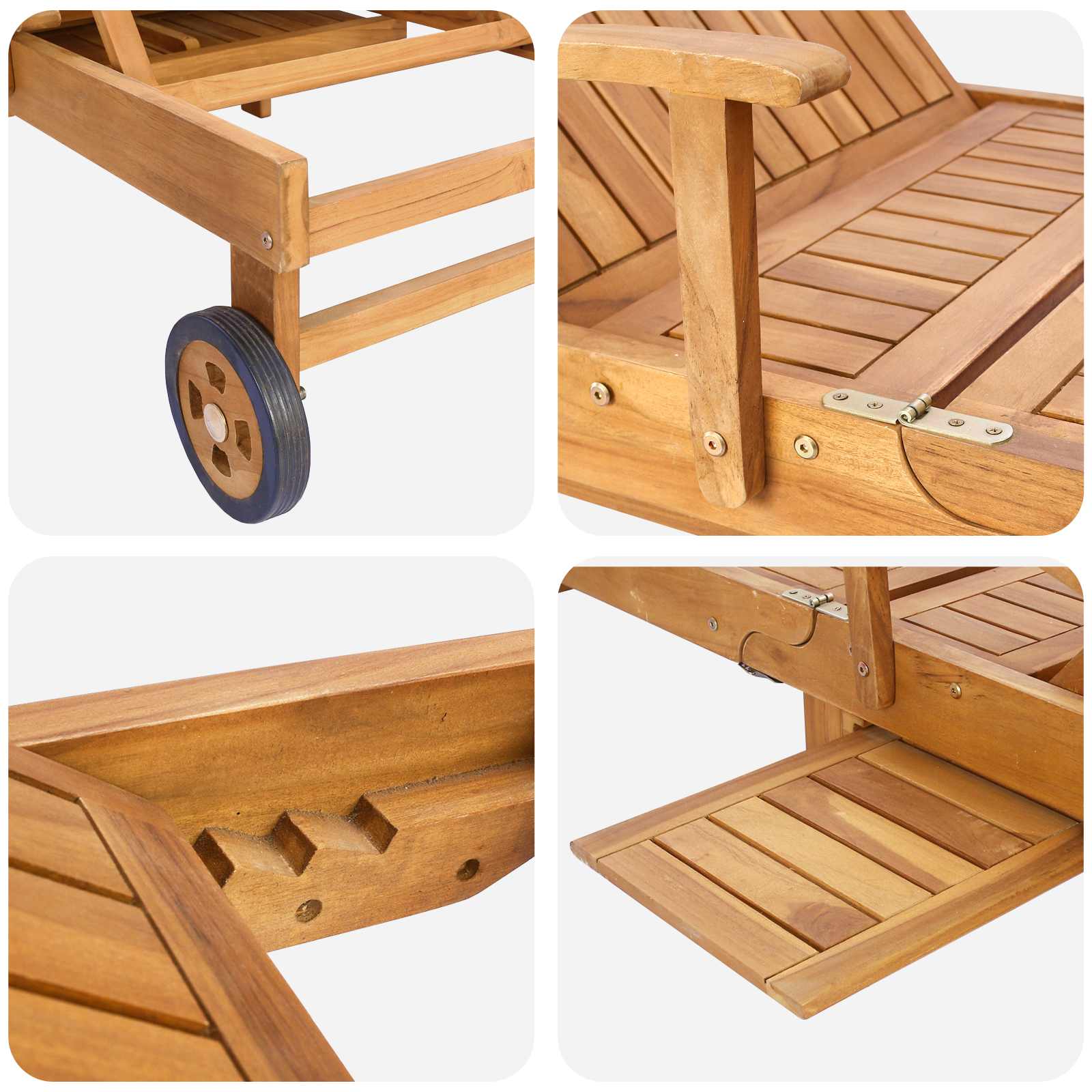 vidaXL Sonnenliege 1-Person Braun Massivholz Teak