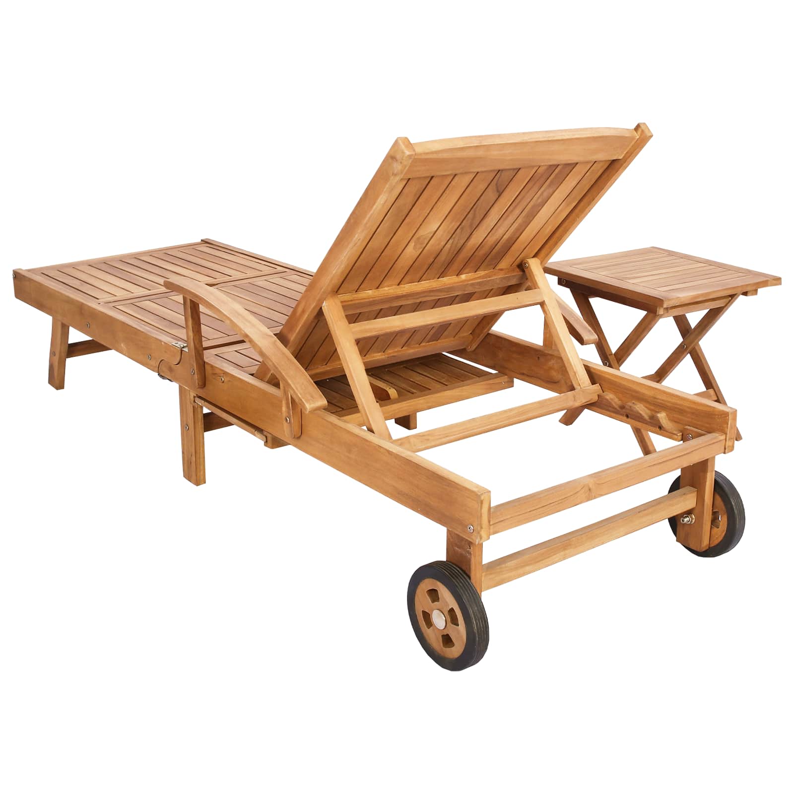 vidaXL Sonnenliege mit Tisch Braun Massivholz Teak