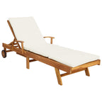 vidaXL Sonnenliege 1-Person Braun und Creme Massivholz Teak