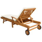 vidaXL Sonnenliege 1-Person Braun und Creme Massivholz Teak