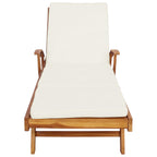 vidaXL Sonnenliege 1-Person Braun und Creme Massivholz Teak
