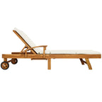 vidaXL Sonnenliege 1-Person Braun und Creme Massivholz Teak