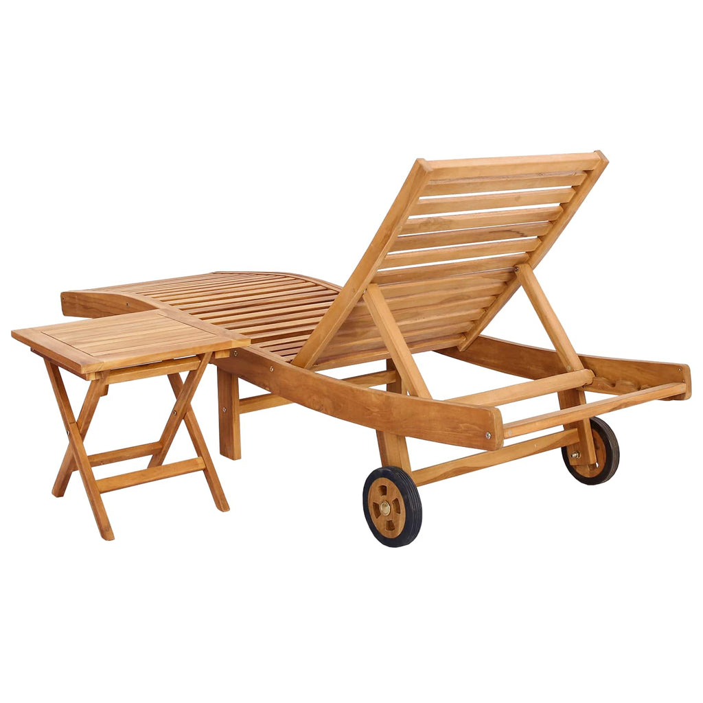 vidaXL Sonnenliege 2 pcs Braun Massivholz Teak