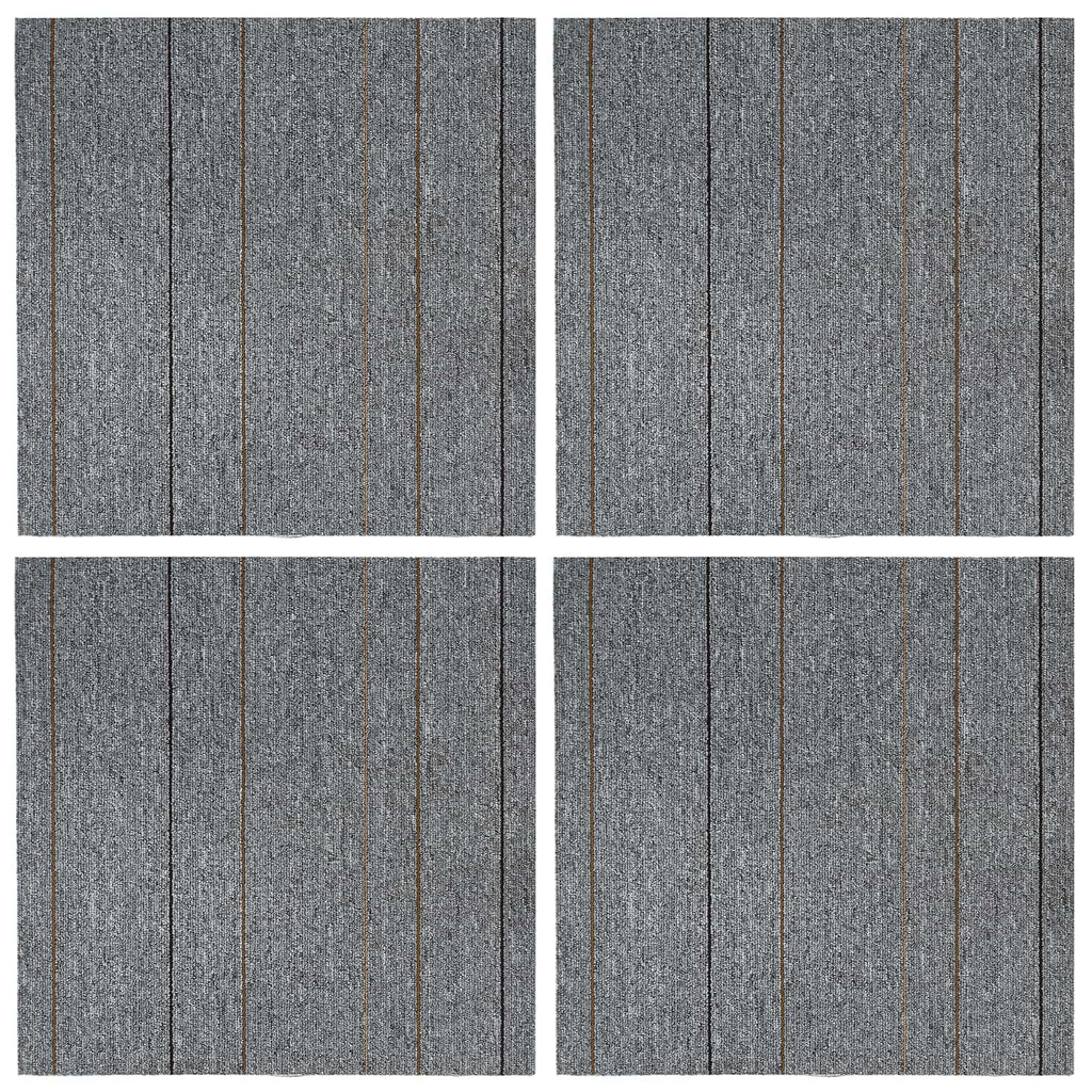 vidaXL Teppichfliese Hellgrau mit Streifen 50 x 50 cm 4 pcs