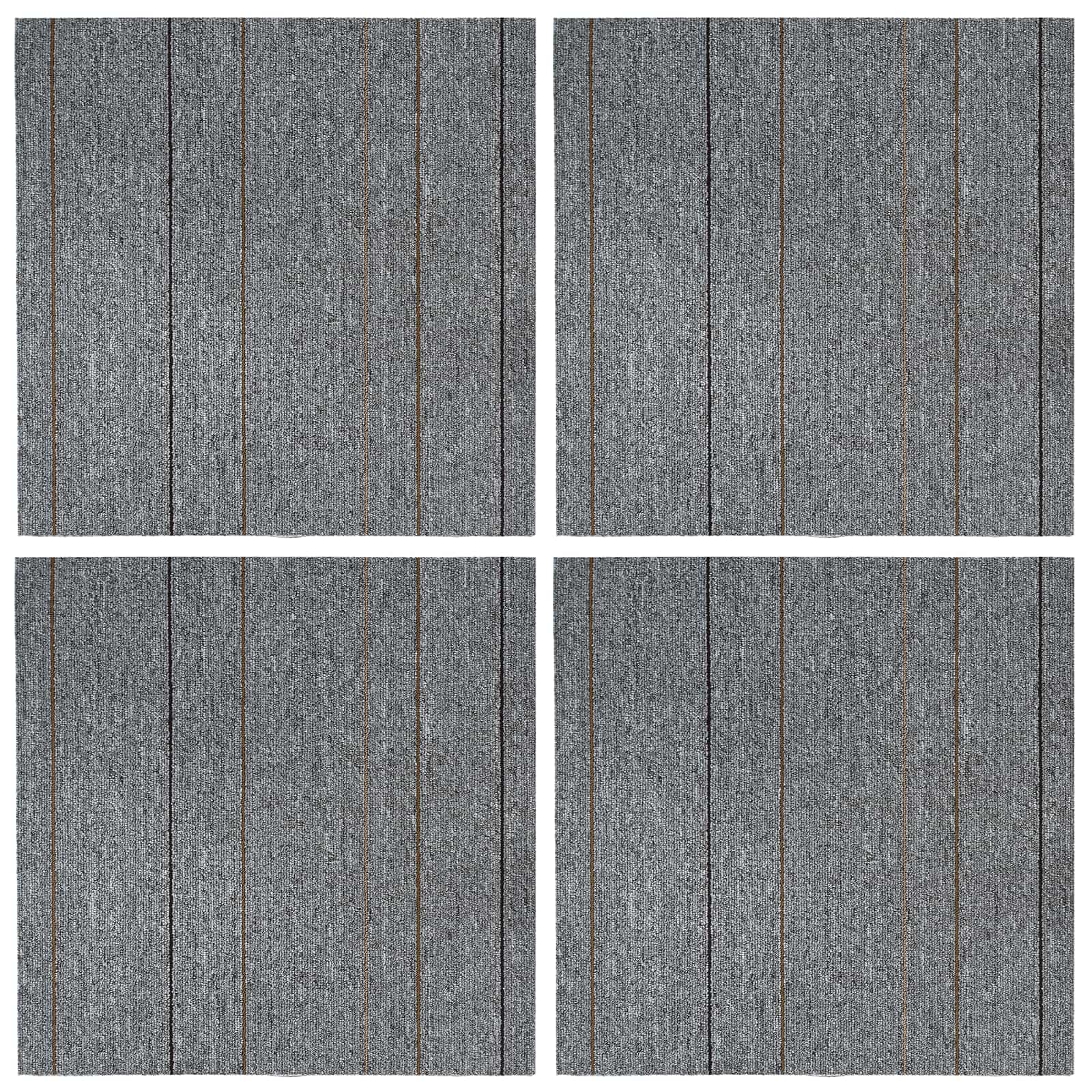 vidaXL Teppichfliese Hellgrau mit Streifen 50 x 50 cm 4 pcs